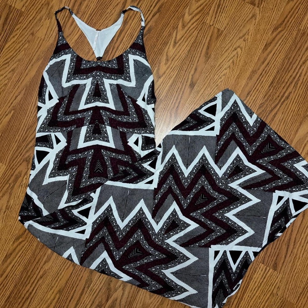 Free People Zigzag Patterned Jumpsuit in Black and White
